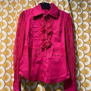 Women’s pink blouse lace details